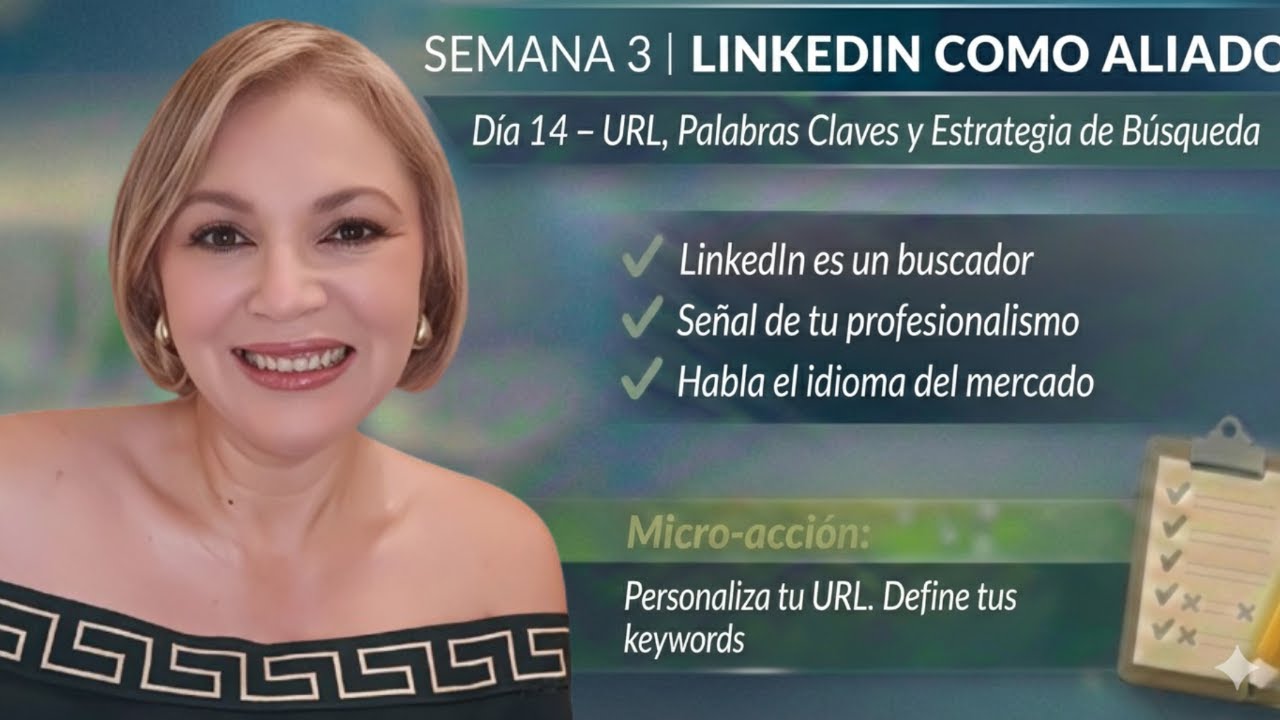 Día14 | LinkedIn: URL, Palabras Clave y Visibilidad | Evelyn Carreño/Mentora & Speaker Empleabilidad