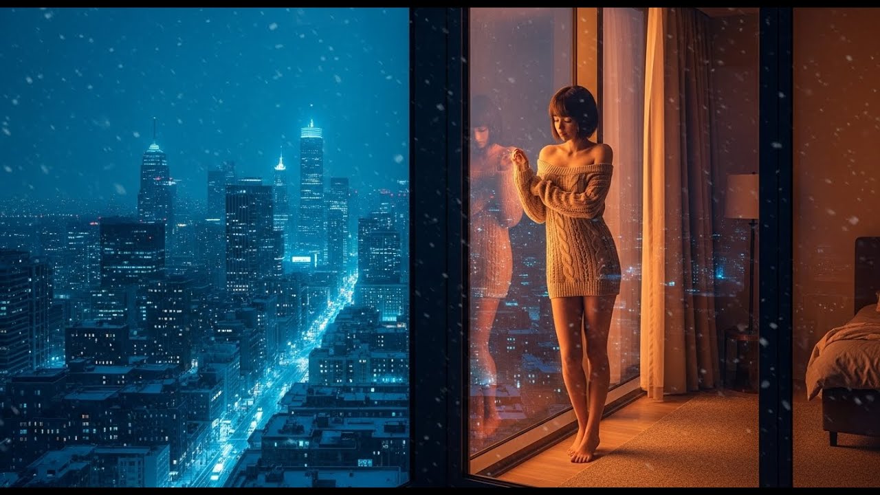 ❄️ Through November Glass 🕯️ | Sad Lo-Fi R&B Vocal & Snow City Night Ambience 🌙