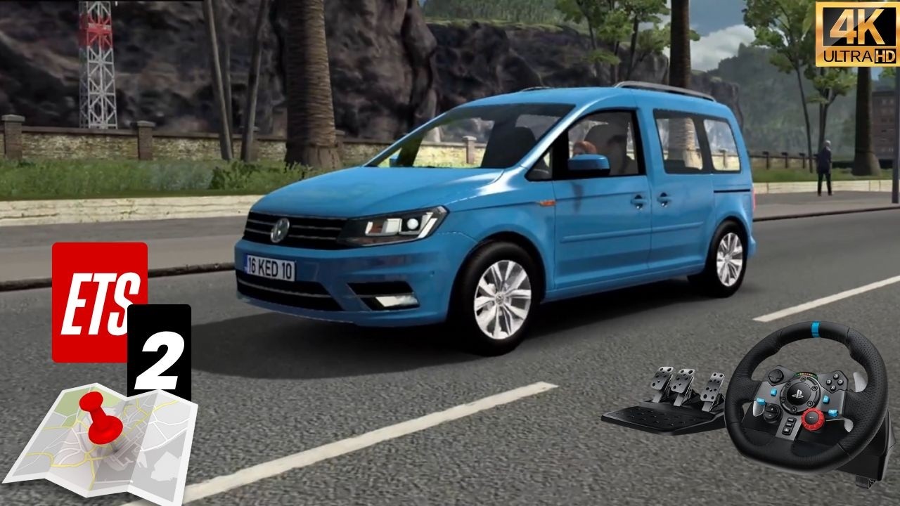 Volkswagen Caddy Realistic Driving  - Euro truck Simulator 2 -  G29 Steering Wheel-4K