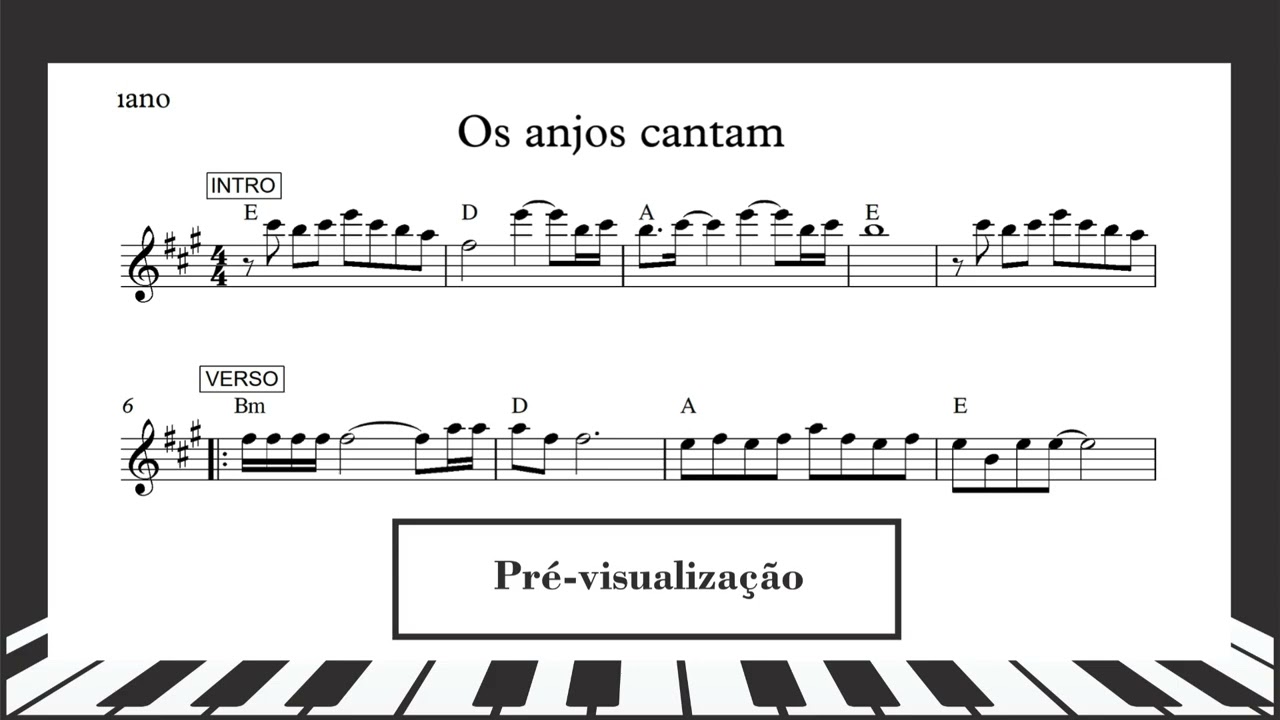 Partitura da música Os anjos cantam