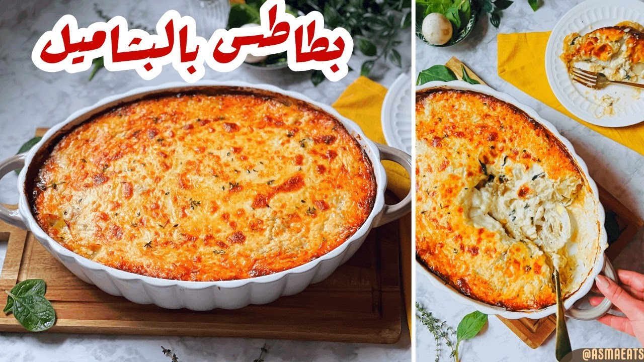 صينية الدفا 🥶  صينية بطاطس بالبشاميل ( بطاطس جراتان بالدجاج والمشروم ) 🔥