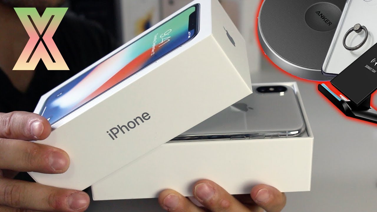 iPhone X Unboxing Silver - First Boot, New Features, Wireless Charging & Accessories