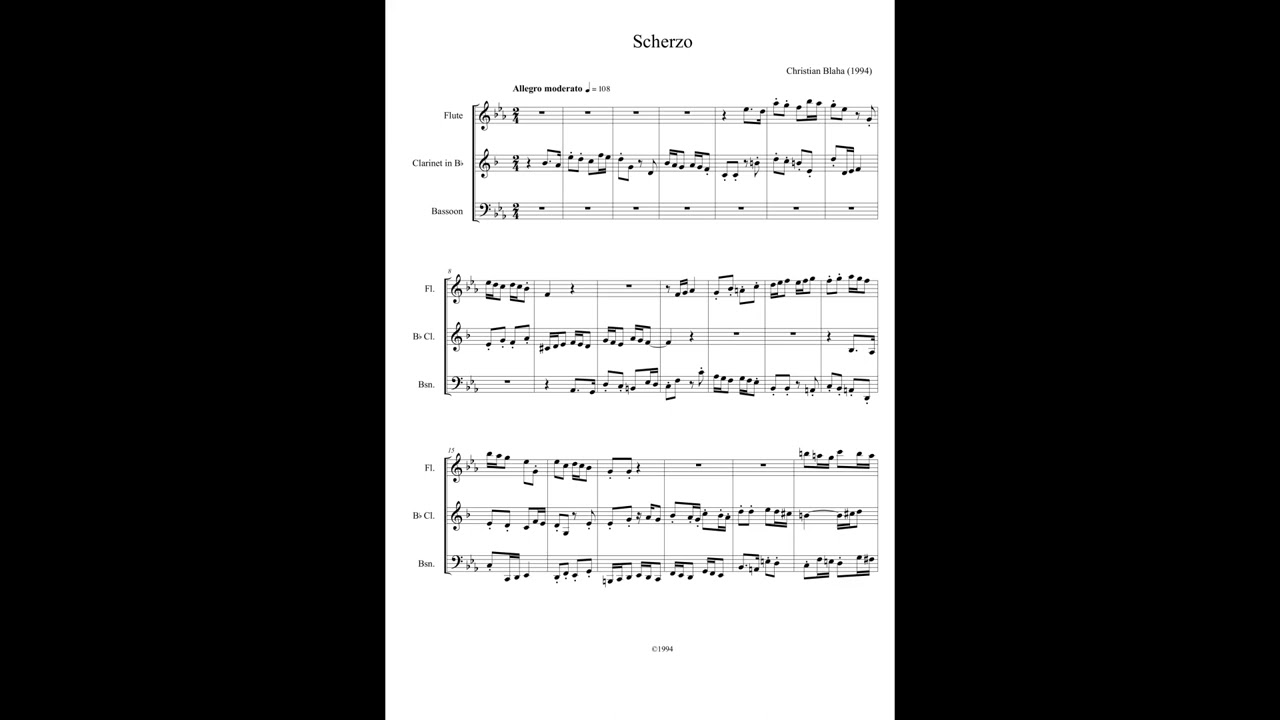 SCHERZO - for woodwind trio | CHRISTIAN BLAHA (1994)