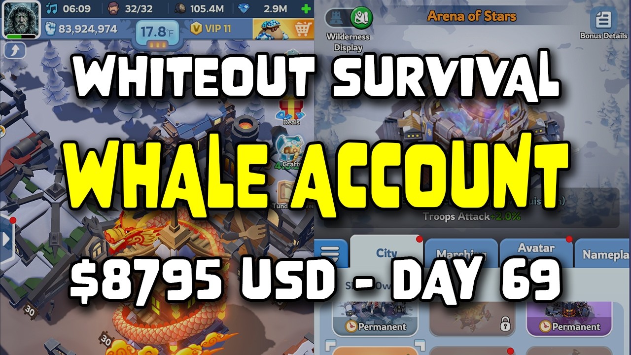 WOS Whale Account - $8795 USD - Day 69