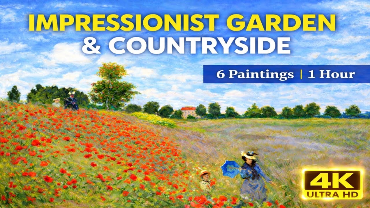 Impressionist Garden & Countryside Masterpieces | 6 Classical Paintings in 4K | 1 Hour Art Display
