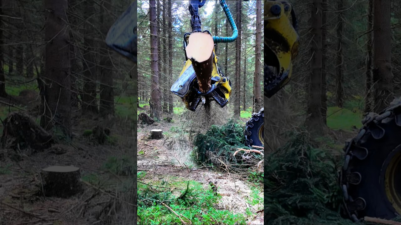 John Deere Harvester Felling & Handling Trees 🌲 Sustainable Forestry in Action