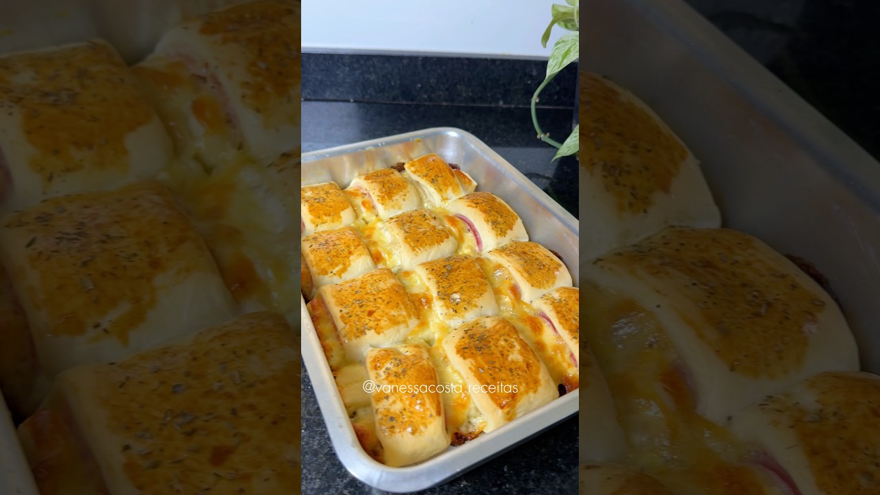 Enroladinho, joelho ou americano de presunto e queijo/ receita de salgado/ receita