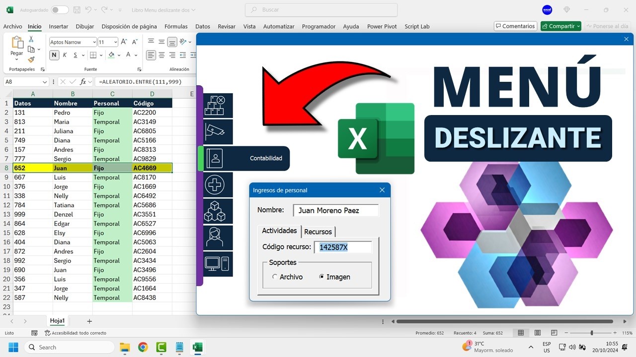 Crea un MENÚ DESLIZABLE en un Formulario de Excel ¡Interactivo y Dinámico!