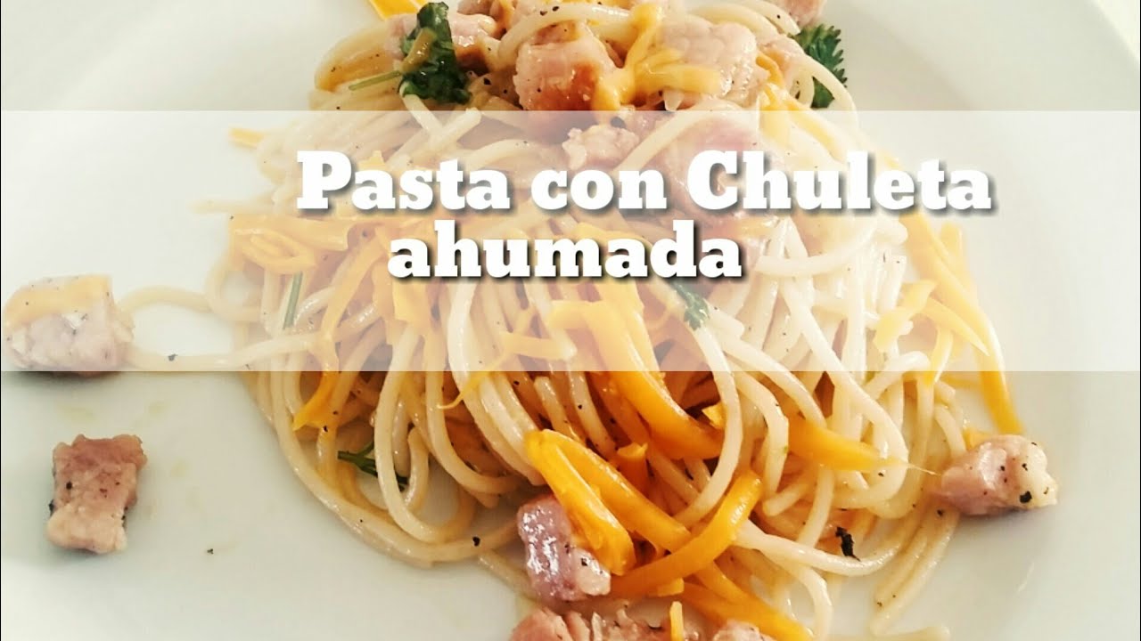 Pasta con chuleta ahumada