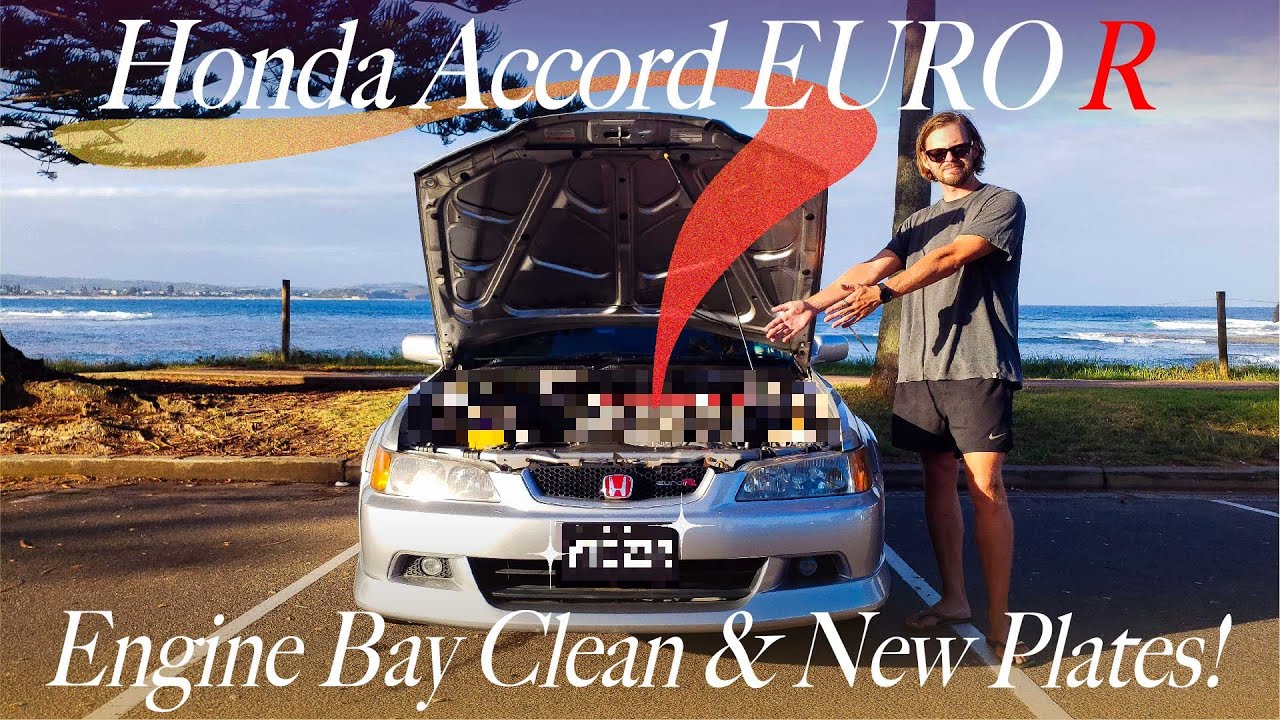 Honda Accord Euro R CL1 Engine Bay Clean (New Plates + Intake Resonator Removal)