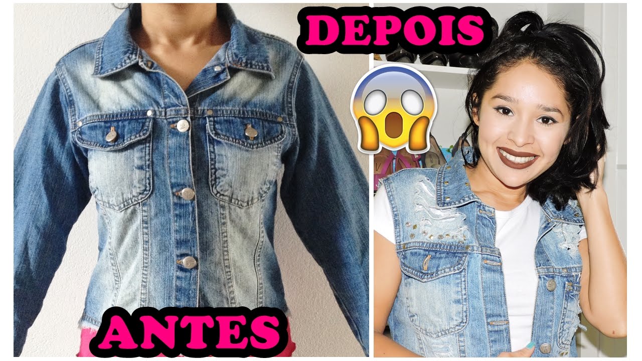 DIY-TRANSFORME SUA JAQUETA JEANS VELHA EM UM COLETE SUPER ESTILOSO