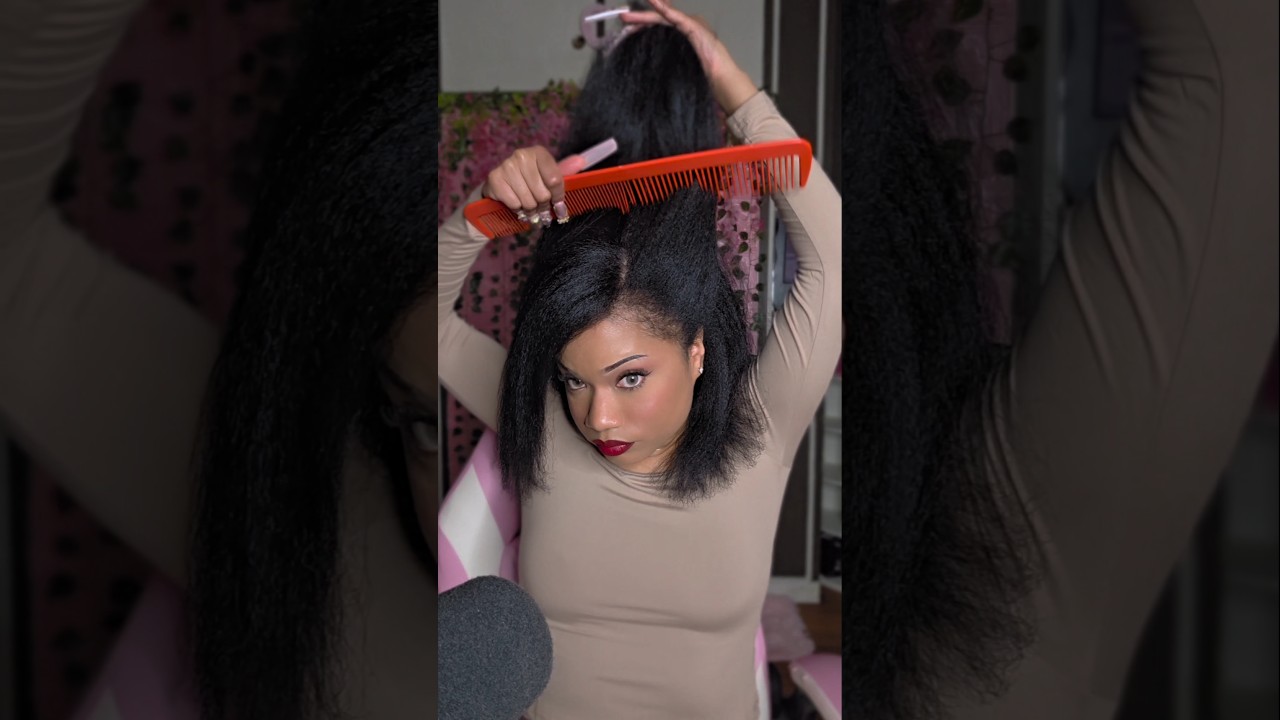 ASMR Hair brushing and styling 😳😱 #hairstyle #tutorial #hair #asmr  #shorts #hairtok #fast