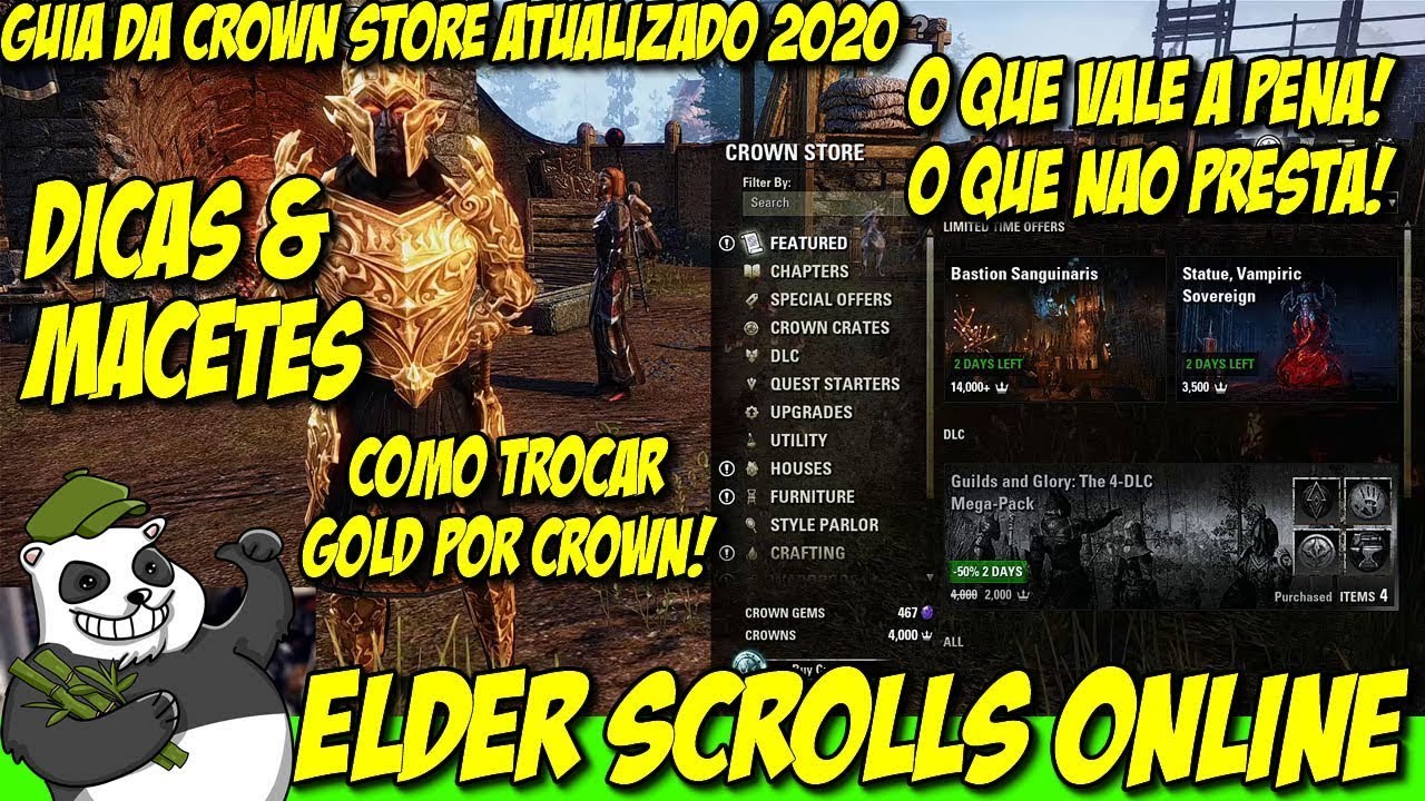 ESO Guia Crown Store: O que vale a pena comprar? Como e comprar com gold!? Atualizado 2020