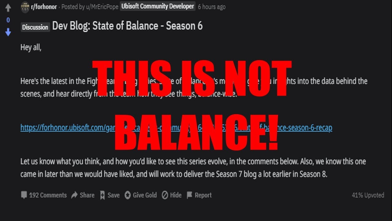 For Honor Community Triggered Over State Of Balance - For Honor Discussion