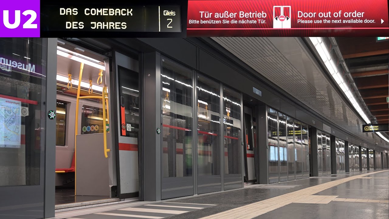 Linie U2 - 1. Betriebstag mit Bahnsteigtüren (U-Bahn Wien)