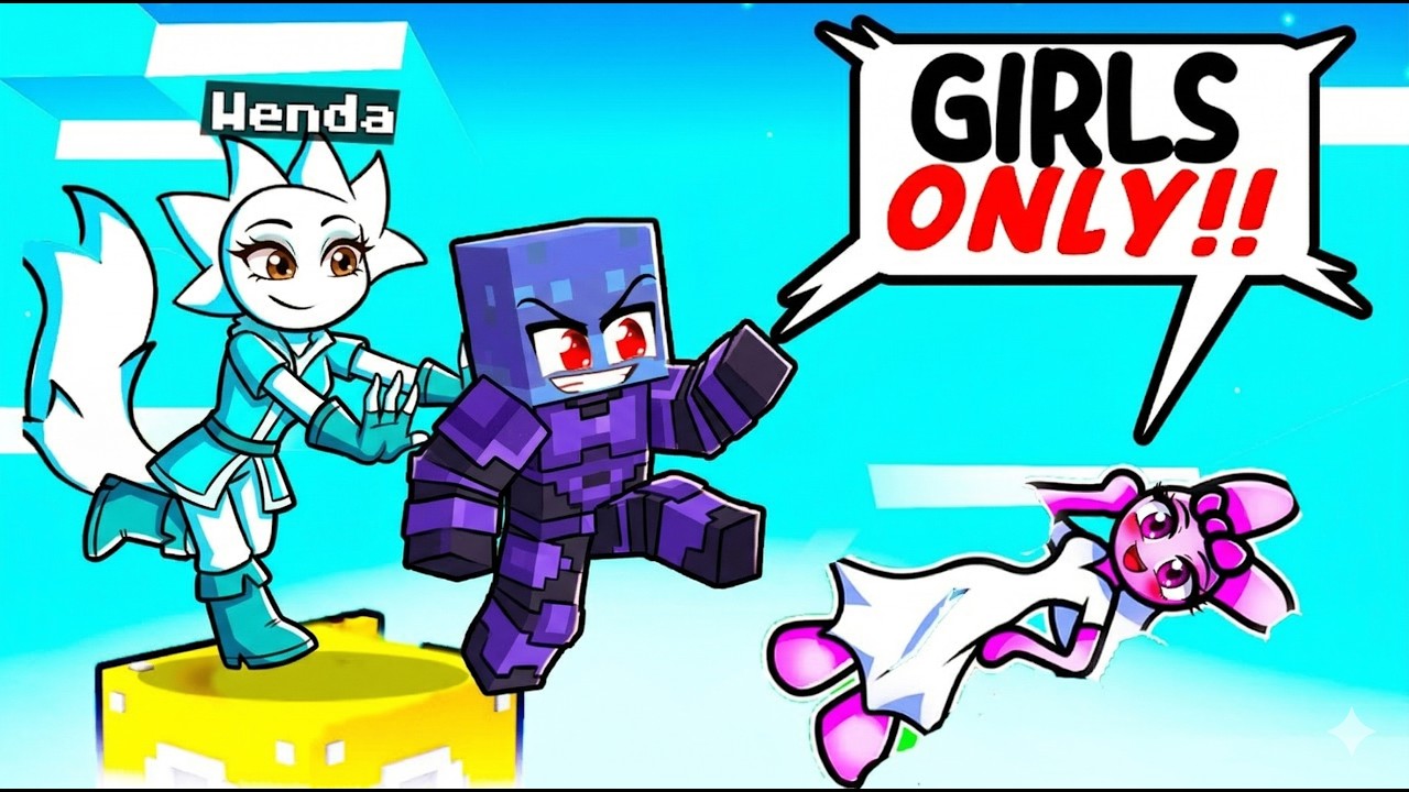 STUCK on ONE LUCKY BLOCK While INVISIBLE with SPRUNKI GIRLS!