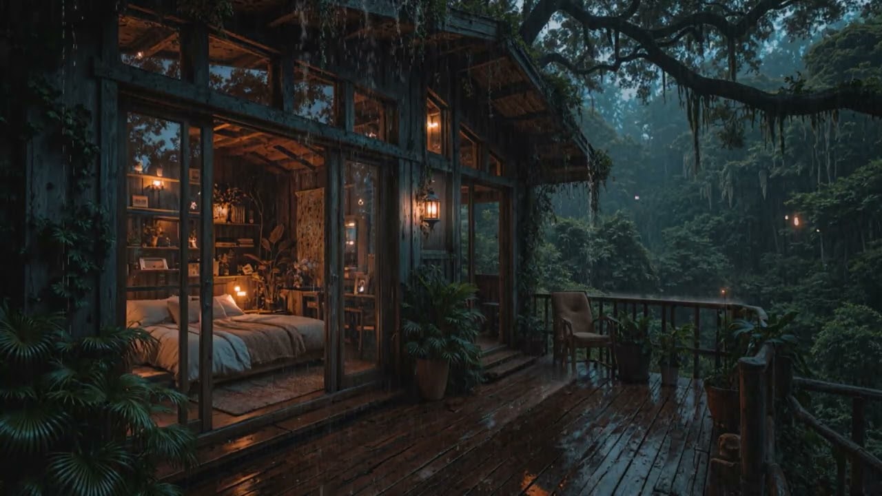 Soft Rain Whispering Through the Trees Around a Hidden Forest Cabin 🌧️🌲 | Calm Deep Sleep Ambience
