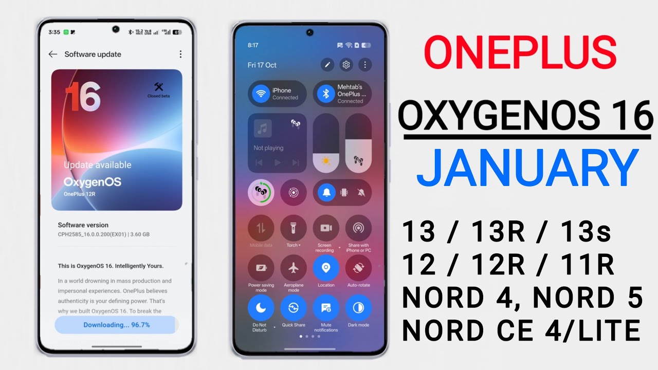 Oneplus OxygenOS 16 January Update - Tracker🔥 Oneplus New Update Android 16