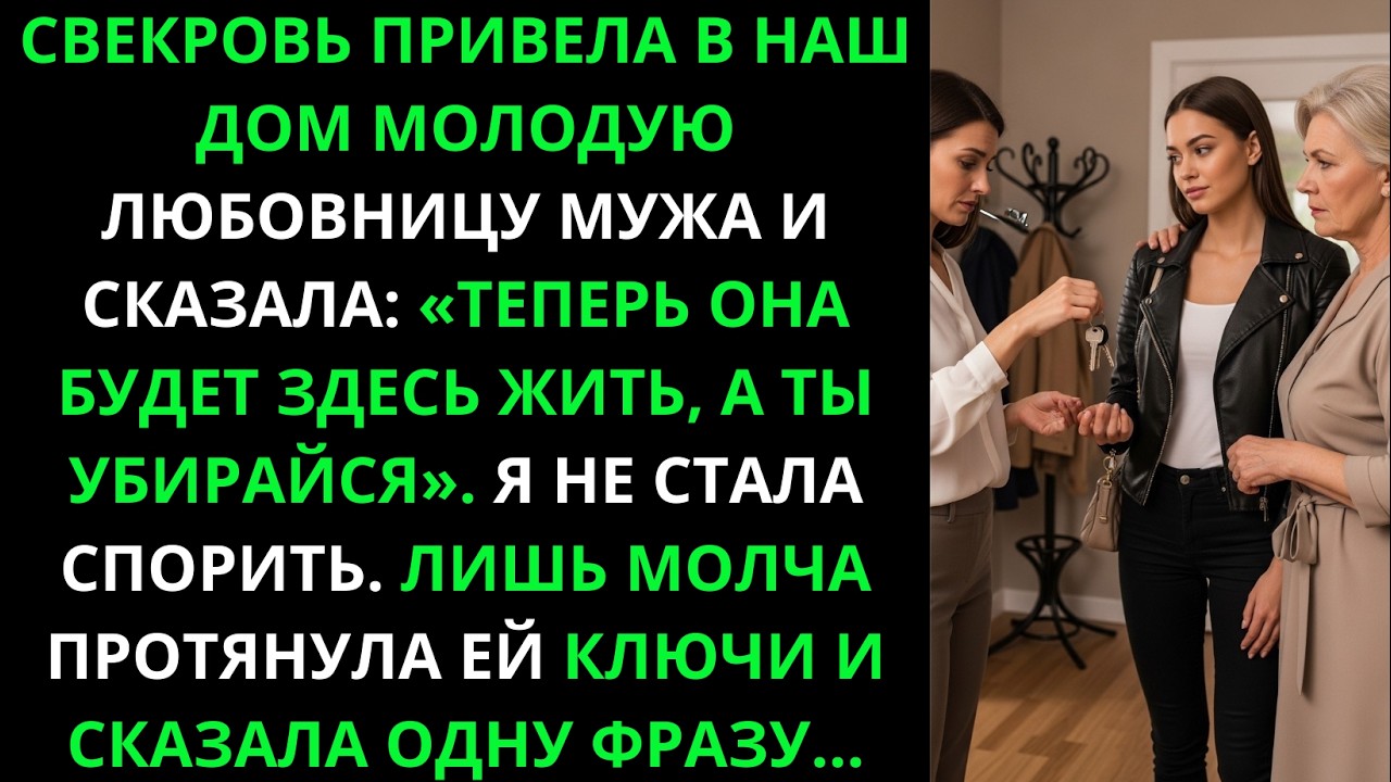 Свекровь привела любовницу мужа и выгнала меня. Я молча отдала ключи — и произнесла всего одну фразу