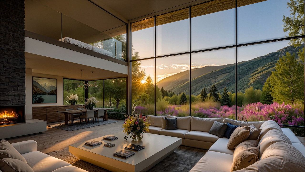 Relaxing Jazz Music And A Spring Forest Setting - Cozy Jazz In A Warm Luxurious Living Room