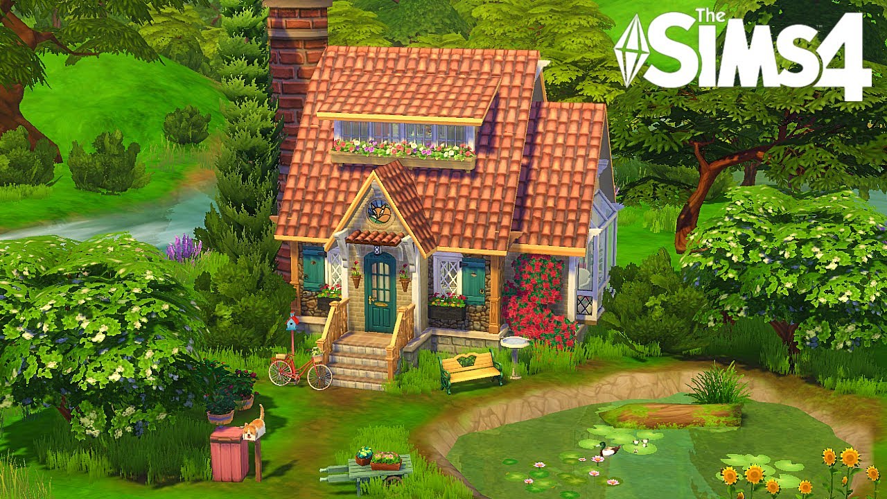 TINY LAKE COTTAGE 🦋 // The Sims 4: Speed Build // NO CC
