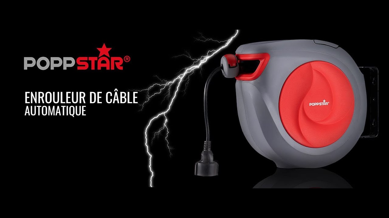 Poppstar - Enrouleur de Câble Automatique pour Montage Mural ou au Plafond (2500W, IP20)