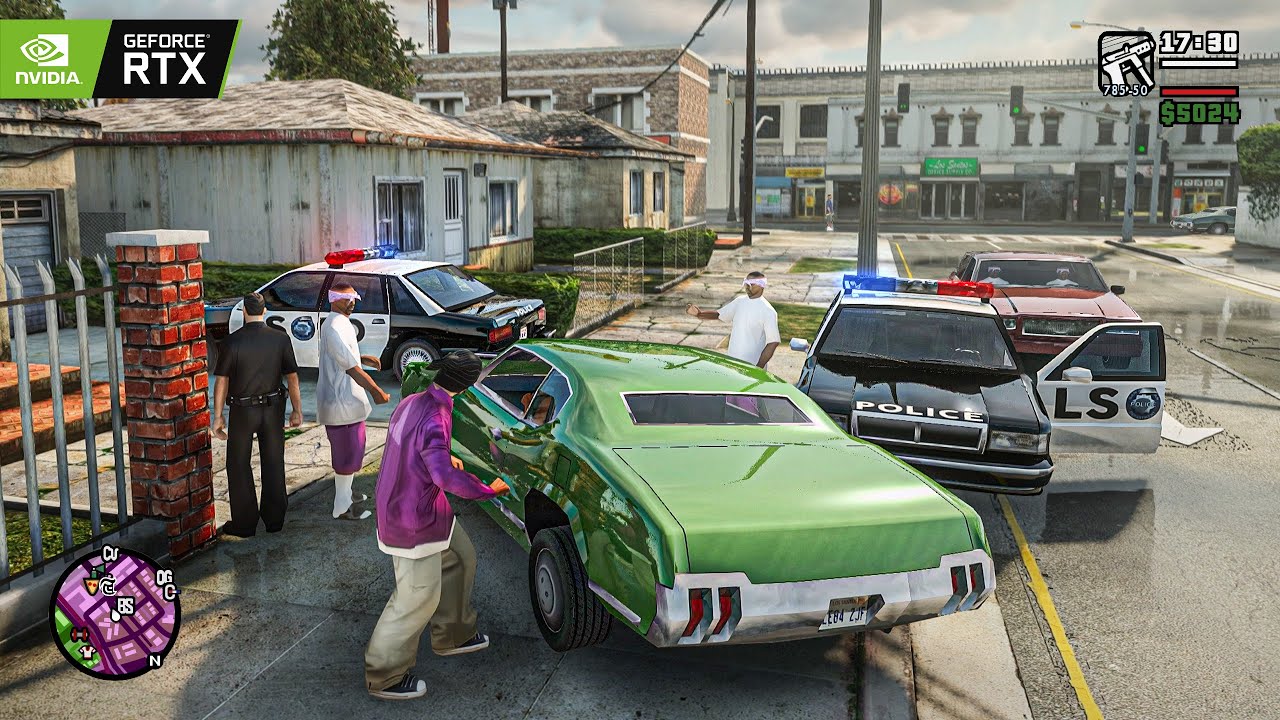 GTA San Andreas RTX 4090 'The Green Sabre' Mission 4K Gameplay! GTA SA Remastered Graphics Mod