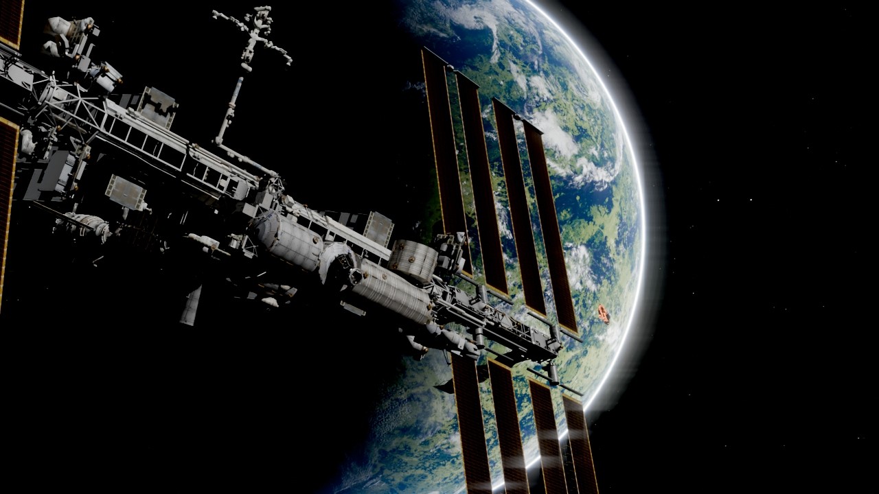 Cinematic Space Scene in Blender – Planet, Station & Flyby Timelapse