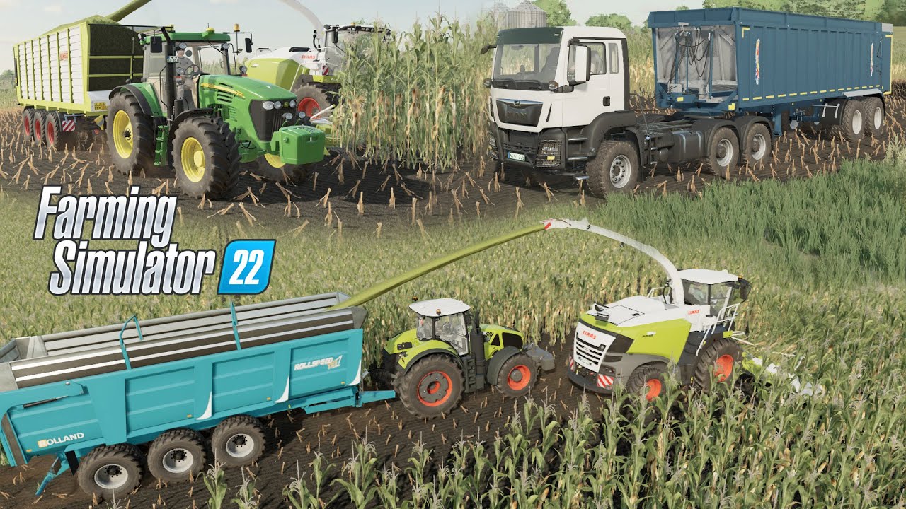 FS22 |Benz NWM| Уборка силоса Claas Juguar 980, Claas Axion 930, JD 7820, MAN, JD 7810, Часть 9