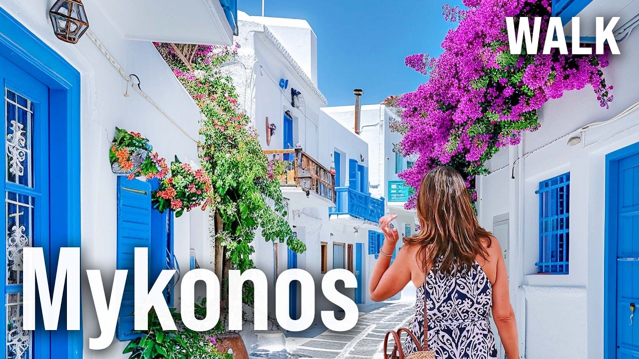 MYKONOS Walking Tour ☀️🌊 Chora, Greece Immersive Video with Captions [4K/60fps]