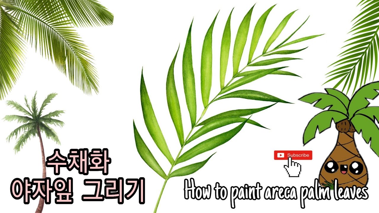[보태니컬아트] 수채화-아레카야자잎 그리기/how to paint areca palm leaves