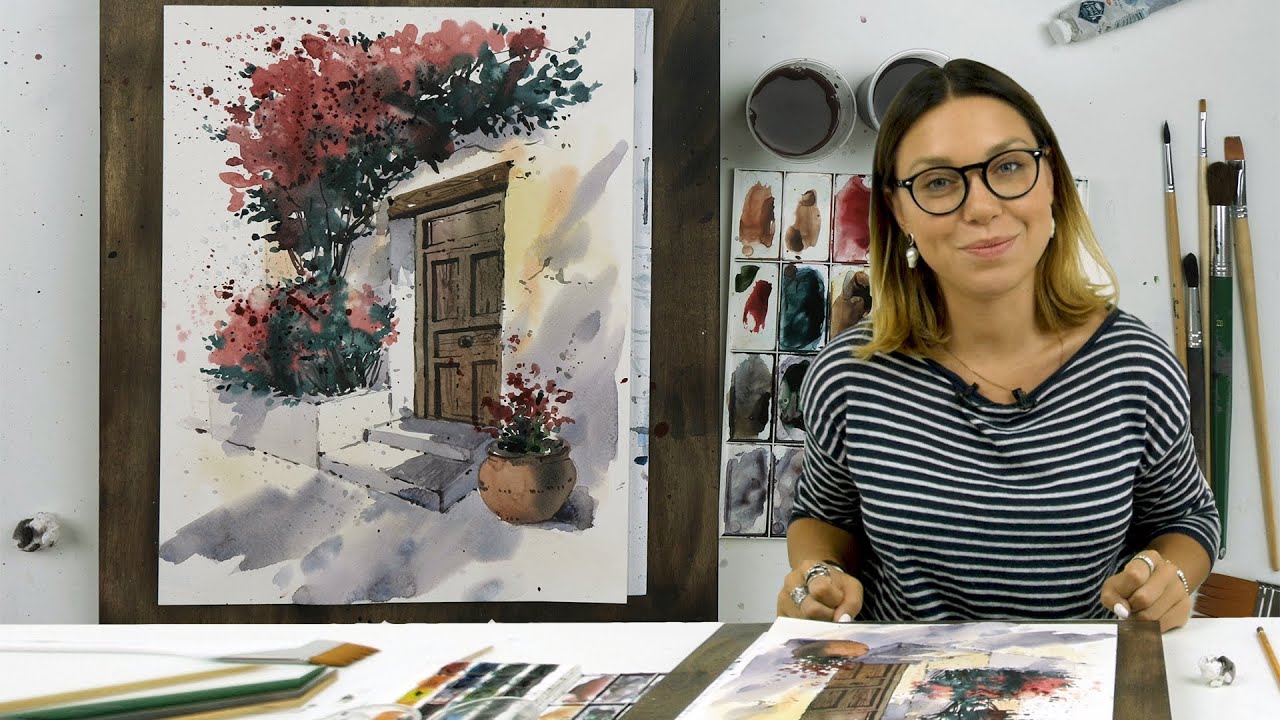 Экспресс-урок по акварельному скетчингу «Дверь» | Как нарисовать дверь поэтапно