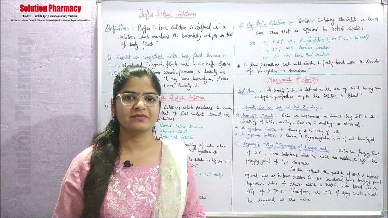 Inorganic Chemistry (17) Buffer | Isotonic solutions | Measurements of Tonicity of Solution