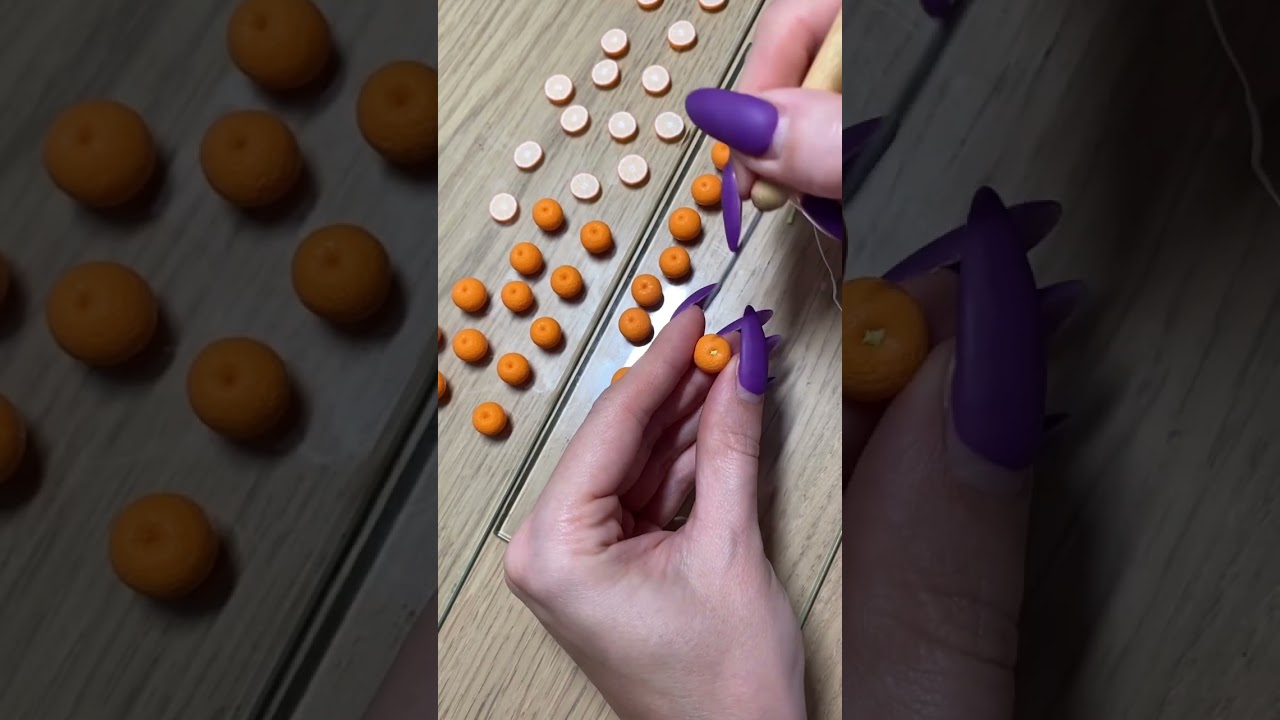 Tutorial Miniature Orange Polymer Clay 🍊 #tutorial #dollhouseminiatures #tutorials #orange #art