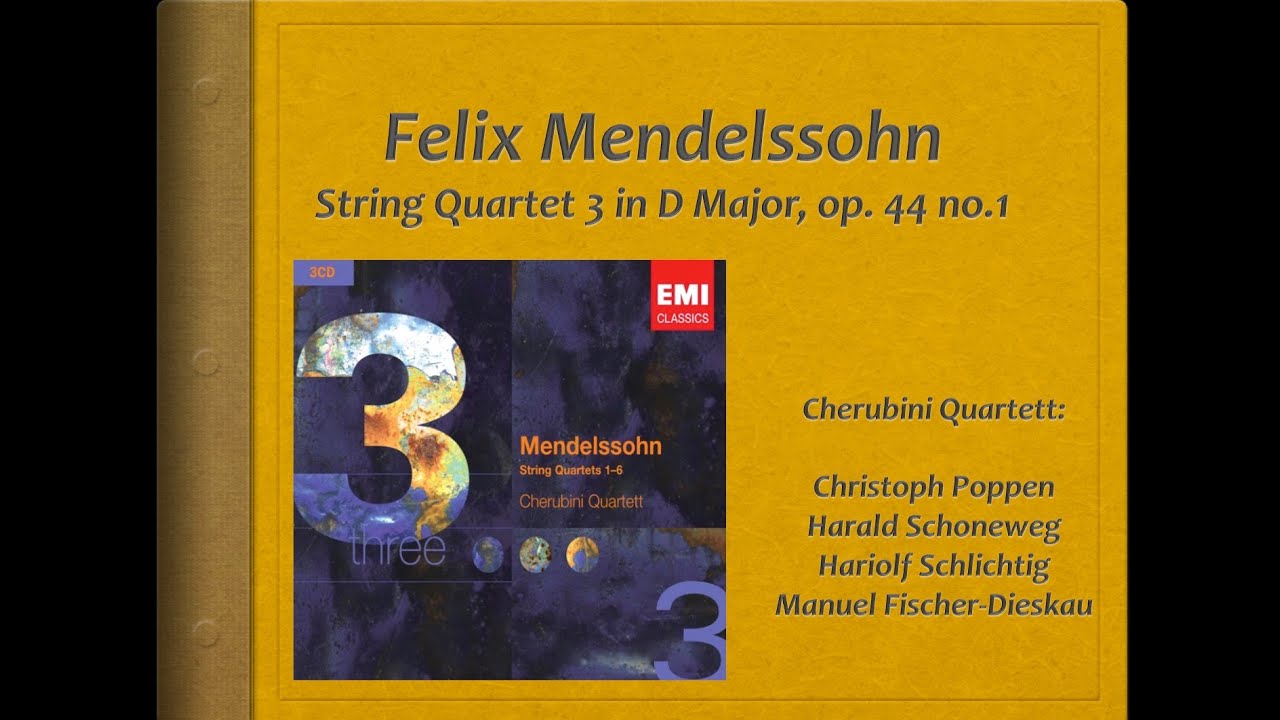 Mendelssohn, String Quartet  3, op. 44, 1 - Video Score - Cherubini Quartett