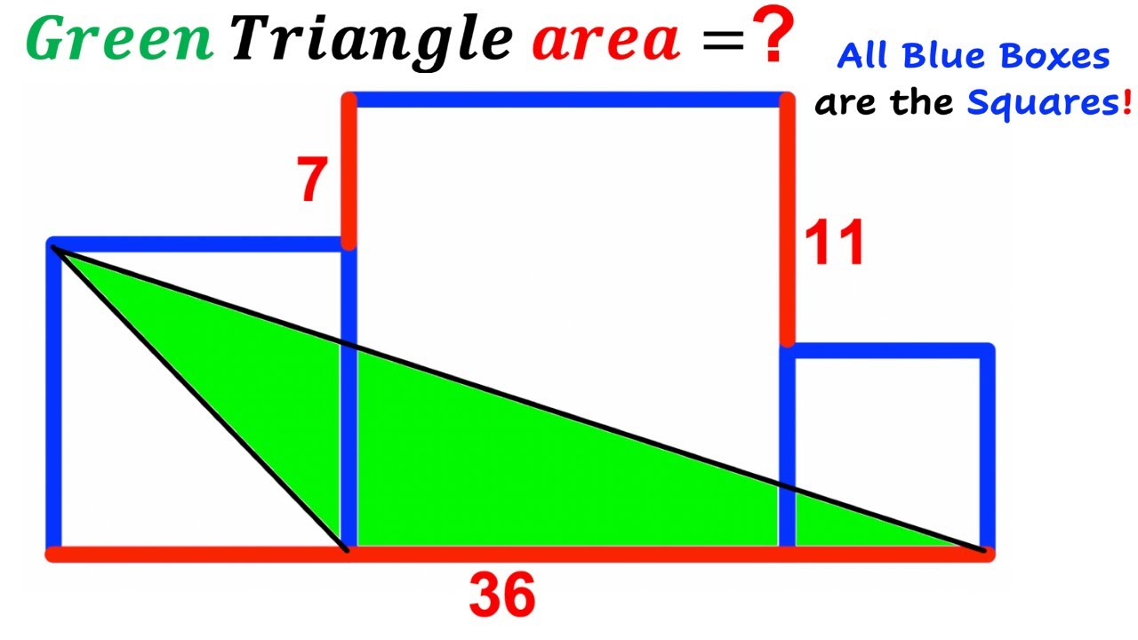 Can you find the Green shaded Triangle area? | (Squares) | #math #maths | #geometry