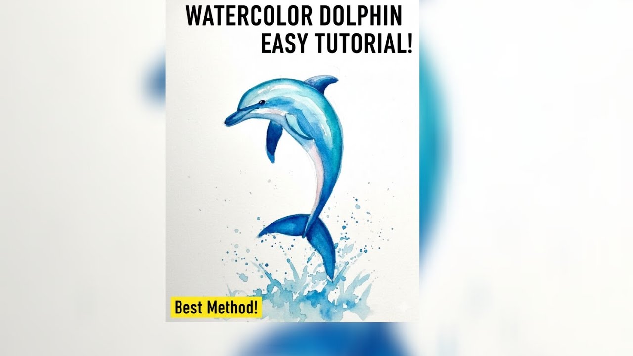 Watercolor Dolphin Easy Tutorial 🎨🐬 #YouTube