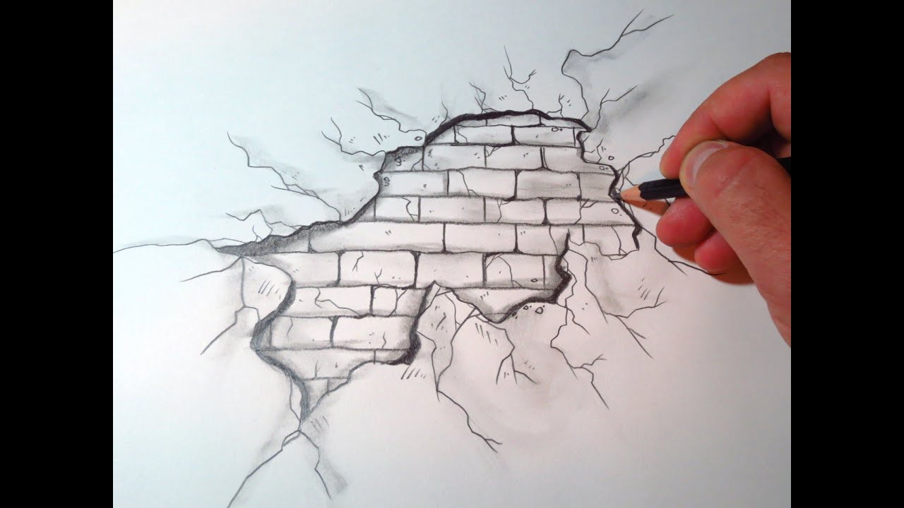 How To Draw A Cracked Brick Wall (The Original Video)