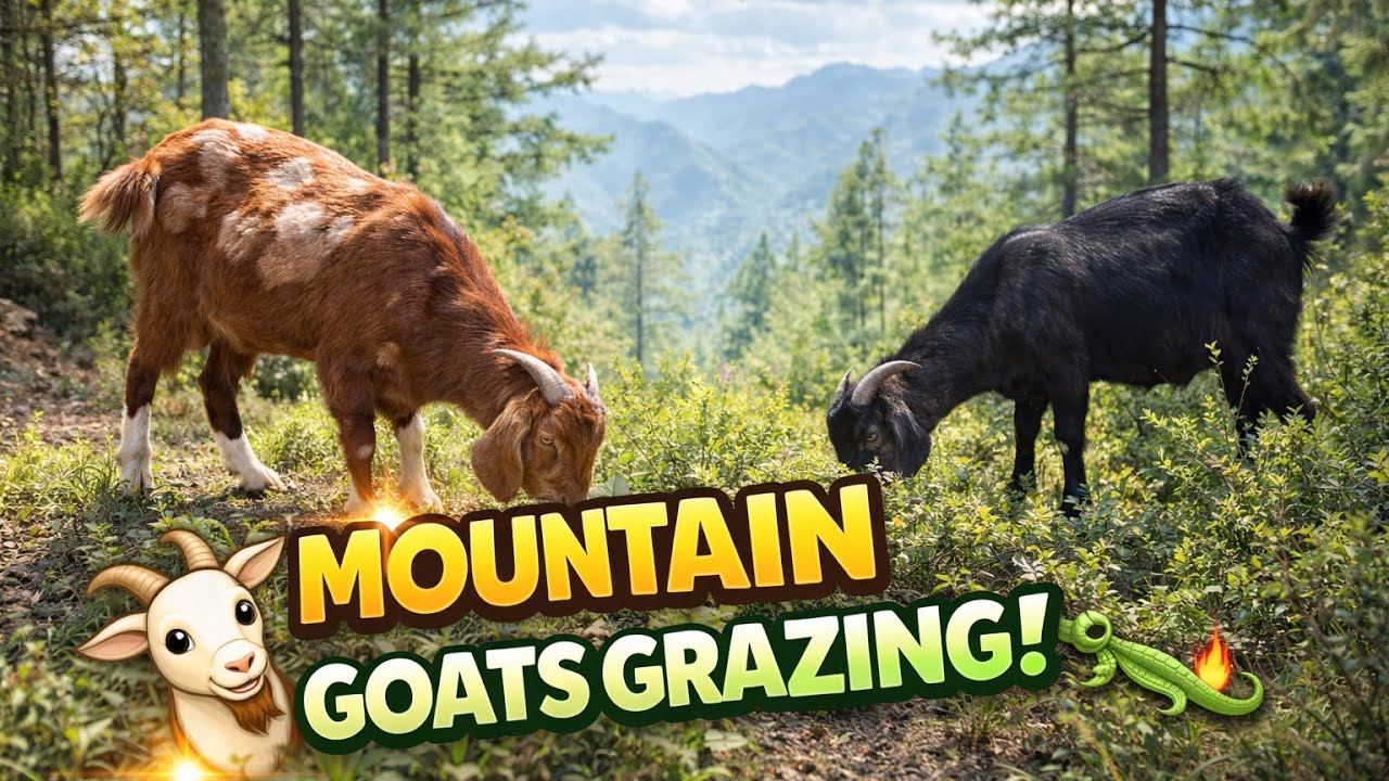 Beautiful Mountain Goats Grazing 🌿 | Nature Animal Video | Wild Goats #goats #goatsgrazing #animals 