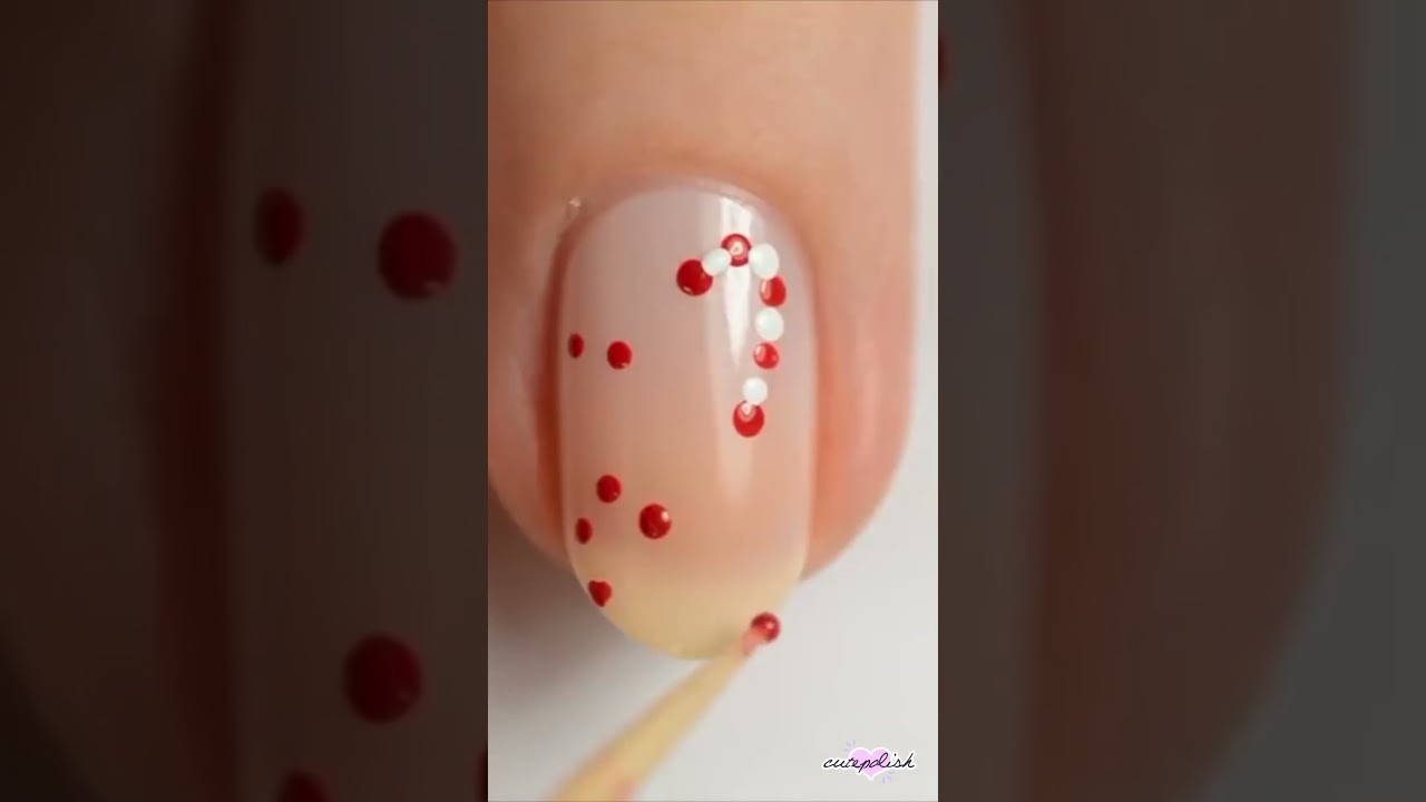 Christmas Nail Art 🎄Candy Cane Dotticure Design #nailart #nails
