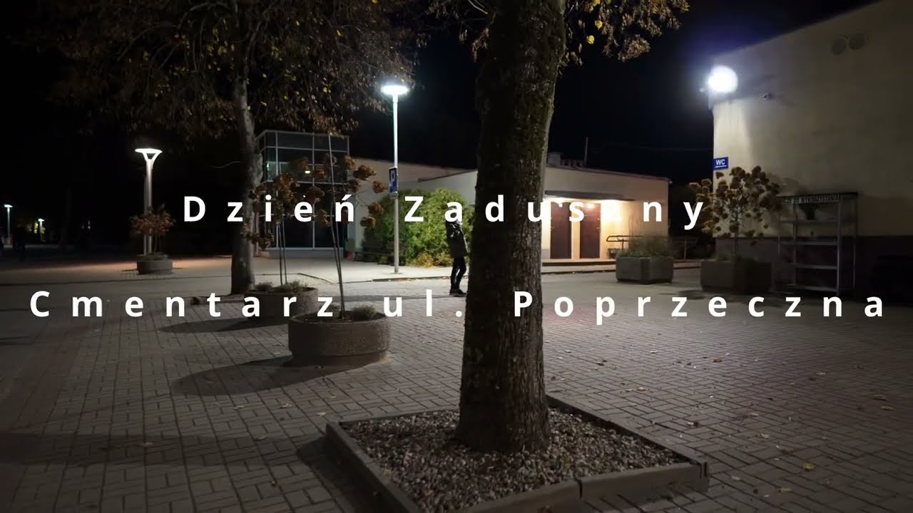 Olsztyn - Cmentarz ul. Poprzeczna nocą.  Uroczystość Wszystkich Świętych 4K 02.11.2024