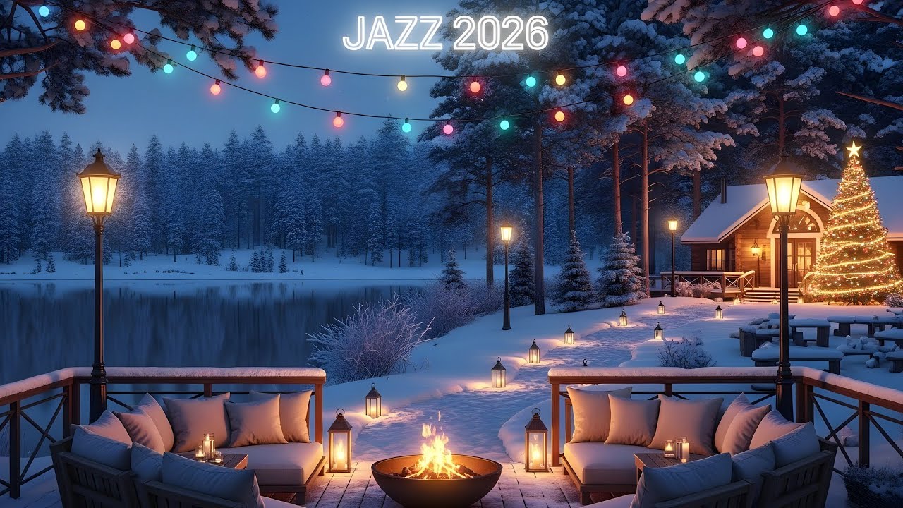 🎄 Warm Fireplace Evening Piano Jazz (NO MID-ROLL ADS) – Cozy Background Music for Relaxing & Focus