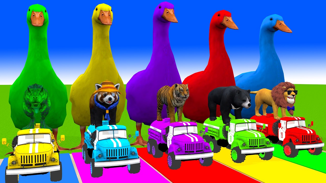 Long Slide Game With Cow Elephant Gorilla Hippopotamus Tiger 3d Animal Game Funny 3d Animals