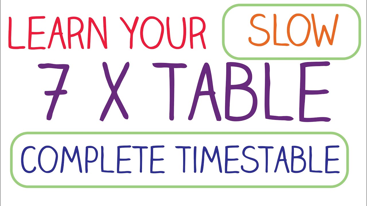 7 x Table - Complete Timestable - Slow Speed
