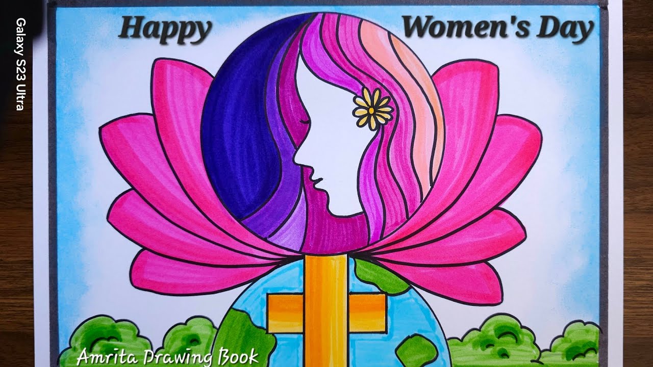 International Women's Day Drawing easy, Women's Equality poster drawing, Poster on Women Empowerment