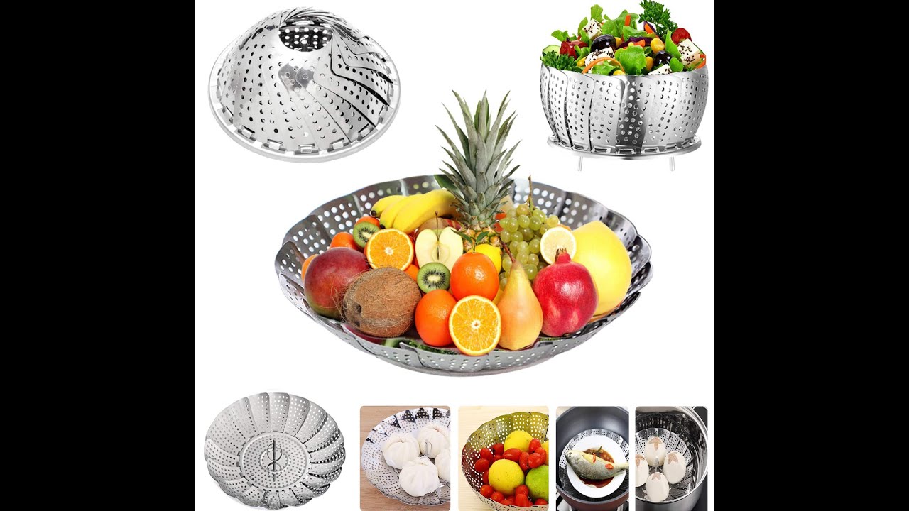 Vegetable Steamer 100% Stainless Steel Adjustable Vegetable Steaming Plate