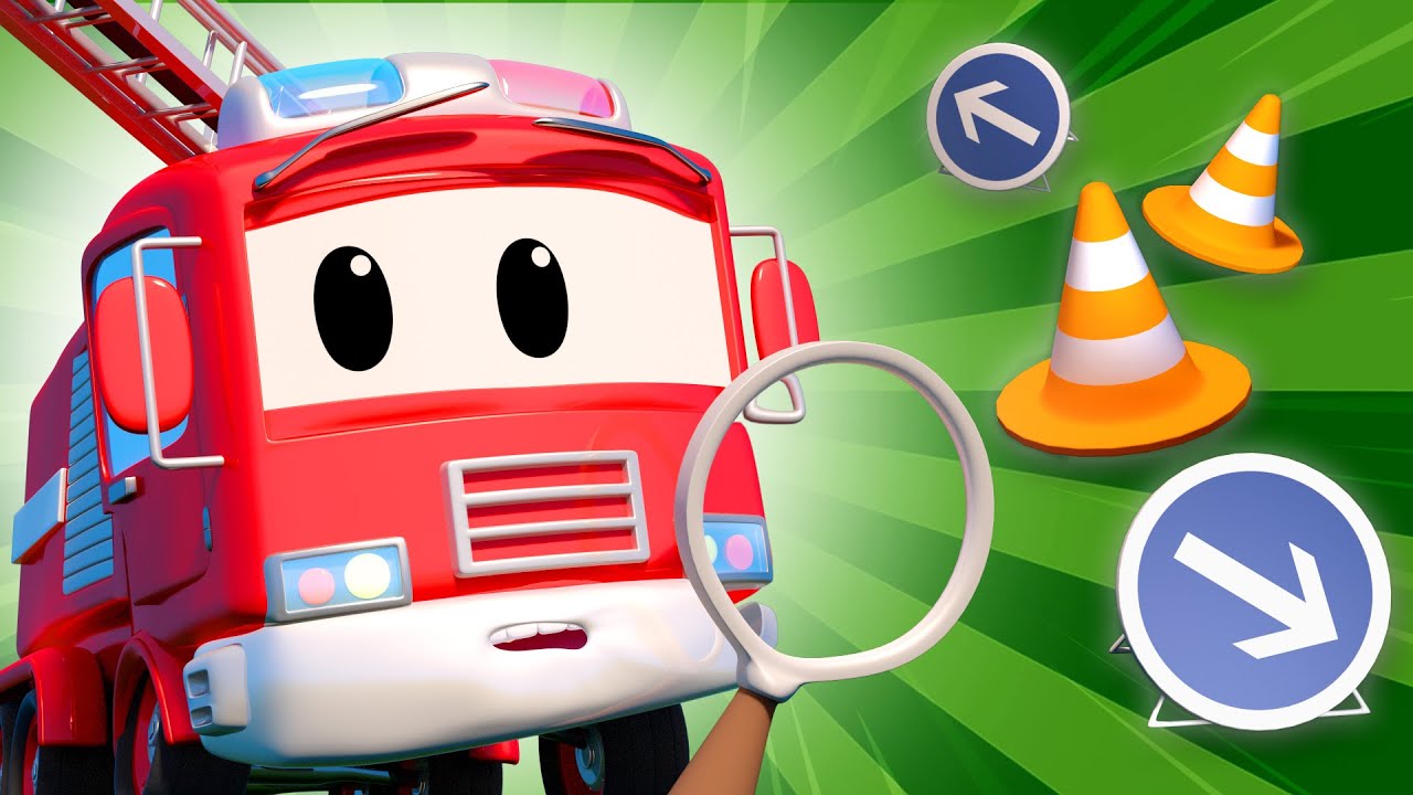 Car Patrol -  Car Patrol Has to Find the Road Sign Missing  - Car City ! Police Cars and fire Trucks