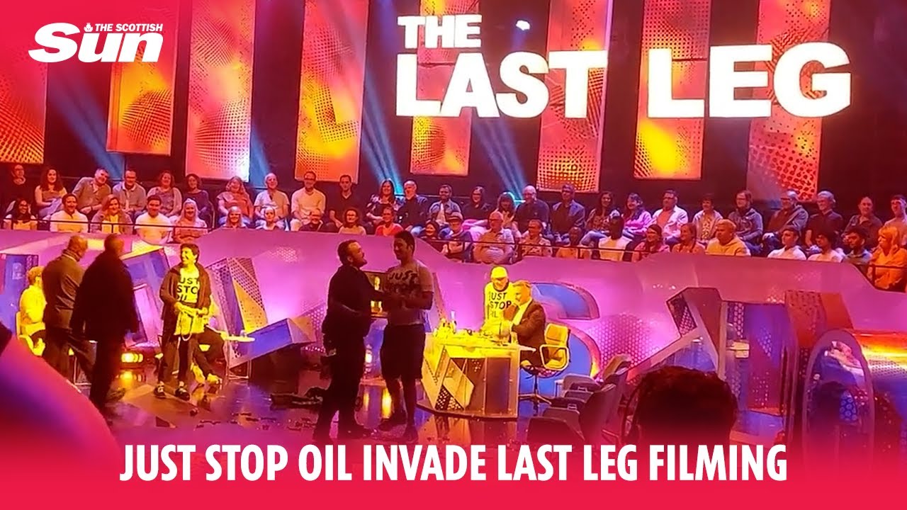 Just Stop Oil invade Last Leg live recording