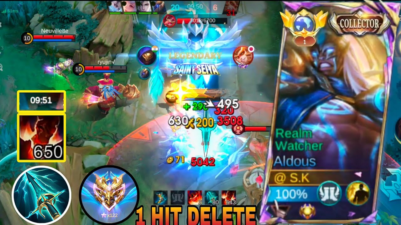 Aldous 9 Minutes 650 Stack!! [ Aldous Best One Hit Build ] -- Aldous Fastest Stack Rotation -- MLBB 
