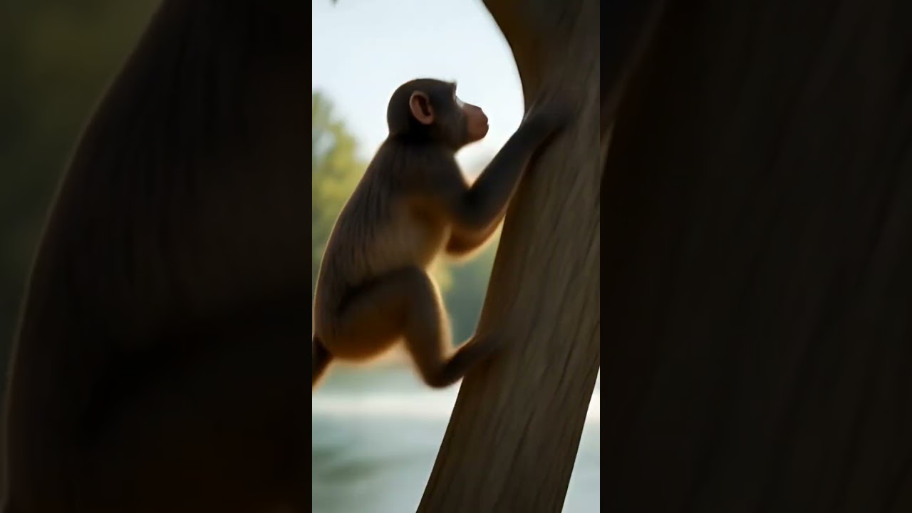 नन्हा बन्दर और नदी का रोमांच 🐒🌊  3D Animated Jungle Story ✨| Kids Hindi Story🌞